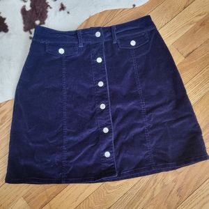 Navy Corduroy button up pencil skirt